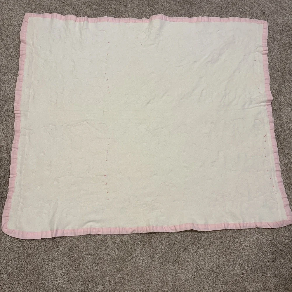Vtg Daisy Kingdom Baby‎ Crib Blanket Quilt Bear Duck Cat Pastel Book 49x44